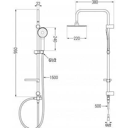 Mexen Slim Termo krom brusesæt 95 cm 1 stk.