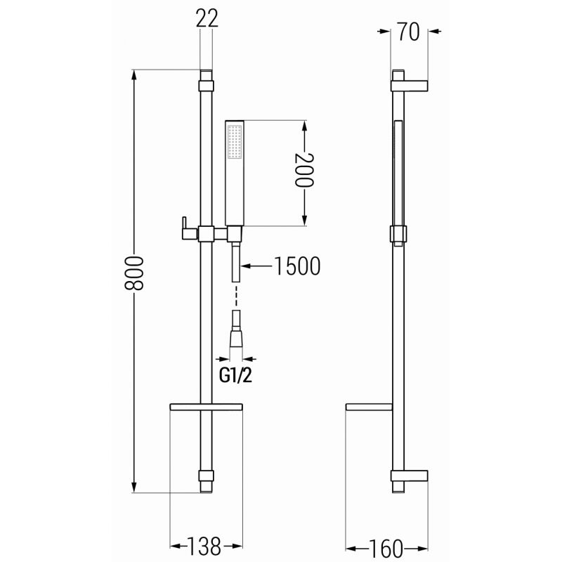 Mexen Zero DQ02 brusesæt i krom, 1 sæt