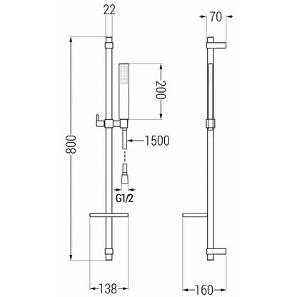 Mexen Zero DQ02 brusesæt i krom, 1 sæt