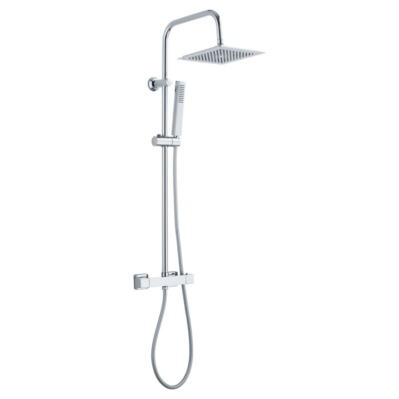 Brusesæt med termostatarmatur 25x25 cm Krom | 5907798716494
