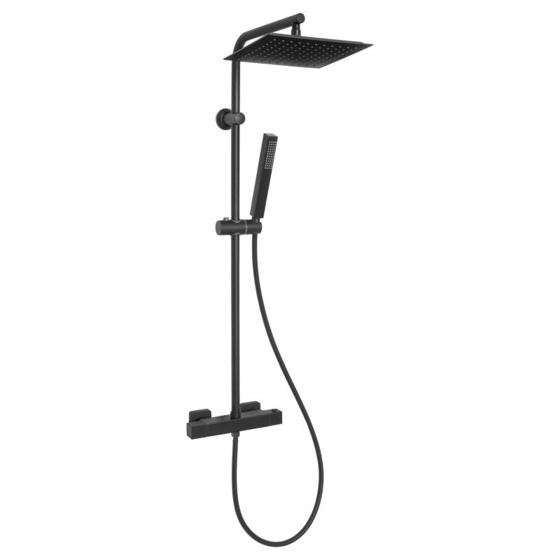 Termostatisk Brusesæt Med Overbruser 25x25 cm Sort 150 cm Slange