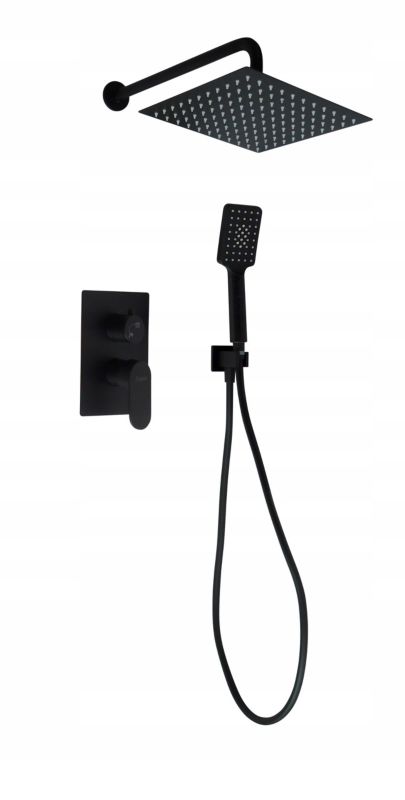 Podtynkowy Zestaw Prysznicowy LARMO Black Matowa Czerń 25x25 cm