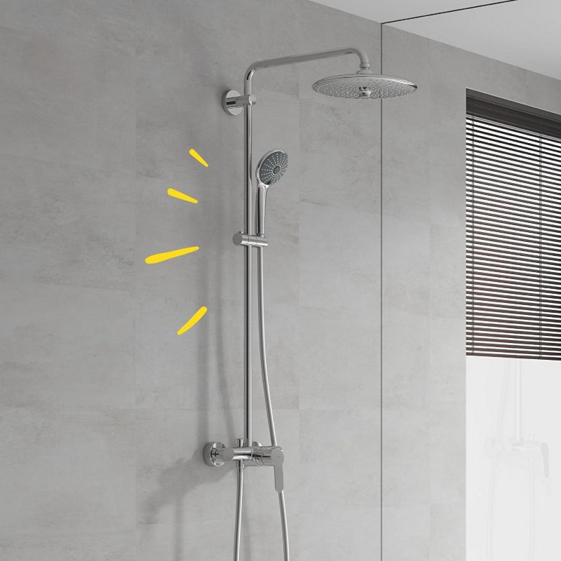 Brusesæt med Vægarmatur VITALIO JOY System 260 Krom 1 stk.
