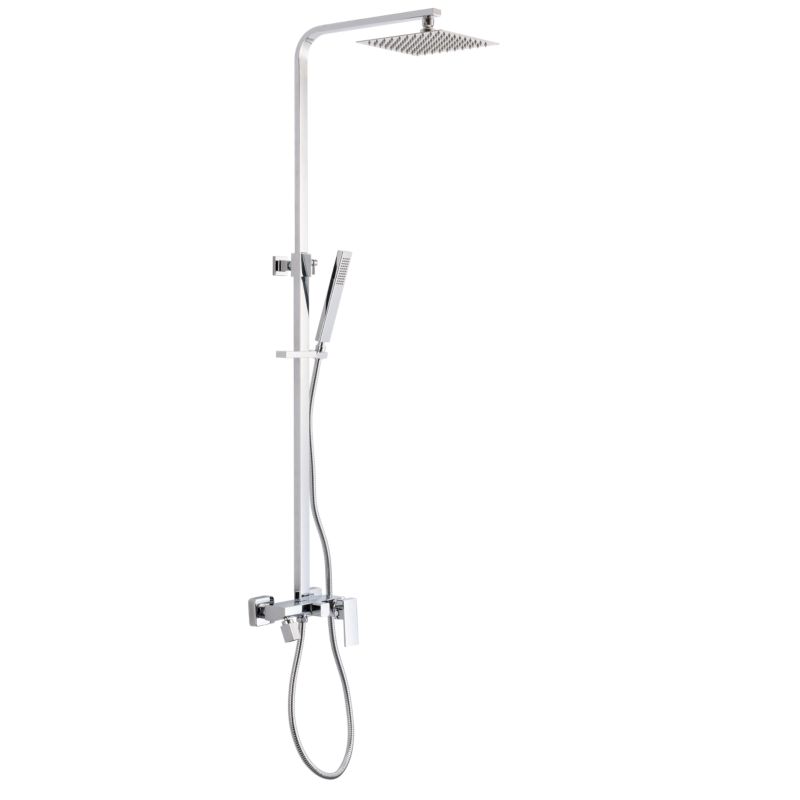 Brusesæt med Termostatbatteri 20x20 cm Krom Rustfrit Stål Højdejusterbar 82-137 cm