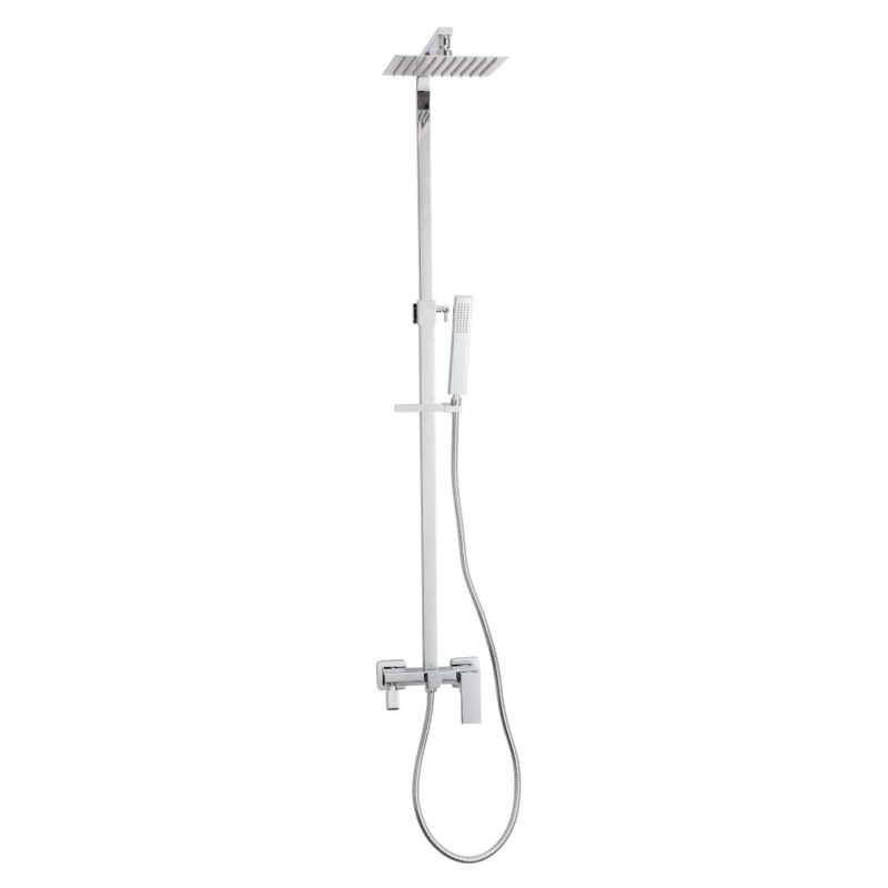 Brusesæt med Termostatbatteri 20x20 cm Krom Rustfrit Stål Højdejusterbar 82-137 cm