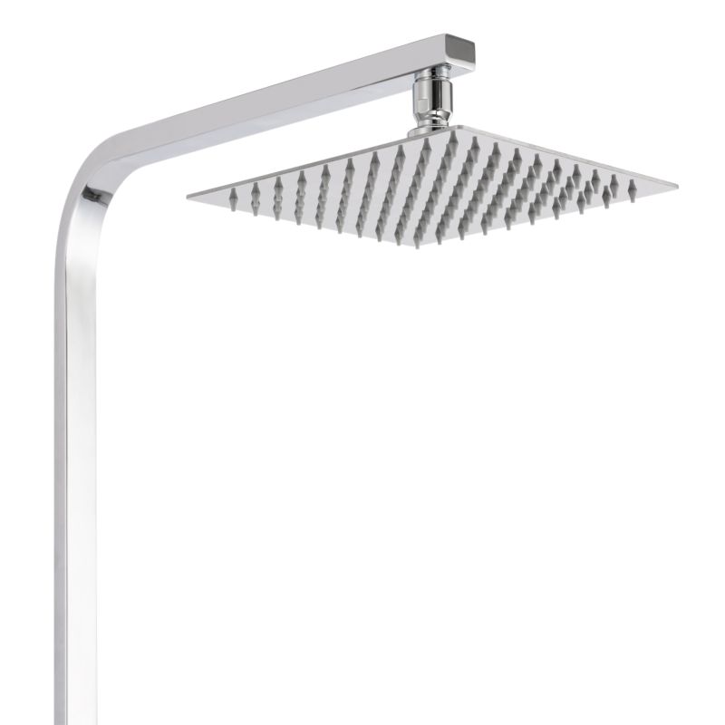 Brusesæt med Termostatbatteri 20x20 cm Krom Rustfrit Stål Højdejusterbar 82-137 cm