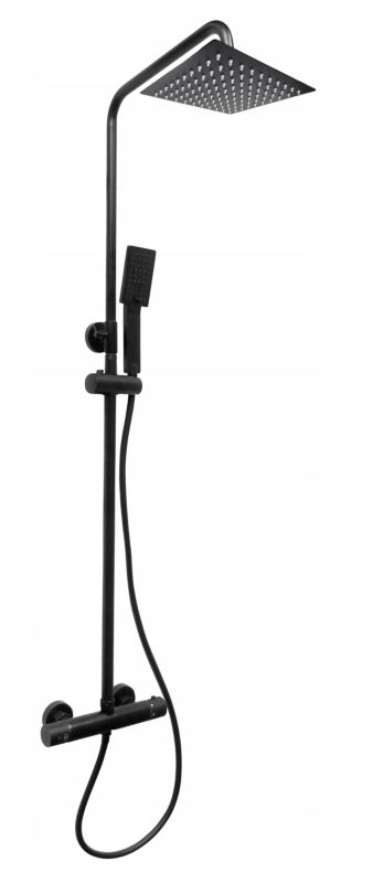 Brusesæt med Termostatarmatur ABO Black 114,5 cm Sort