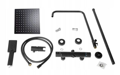 Brusesæt med Termostatarmatur ABO Black 114,5 cm Sort