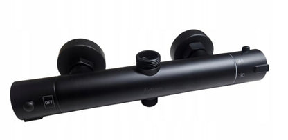 Brusesæt med Termostatarmatur ABO Black 114,5 cm Sort