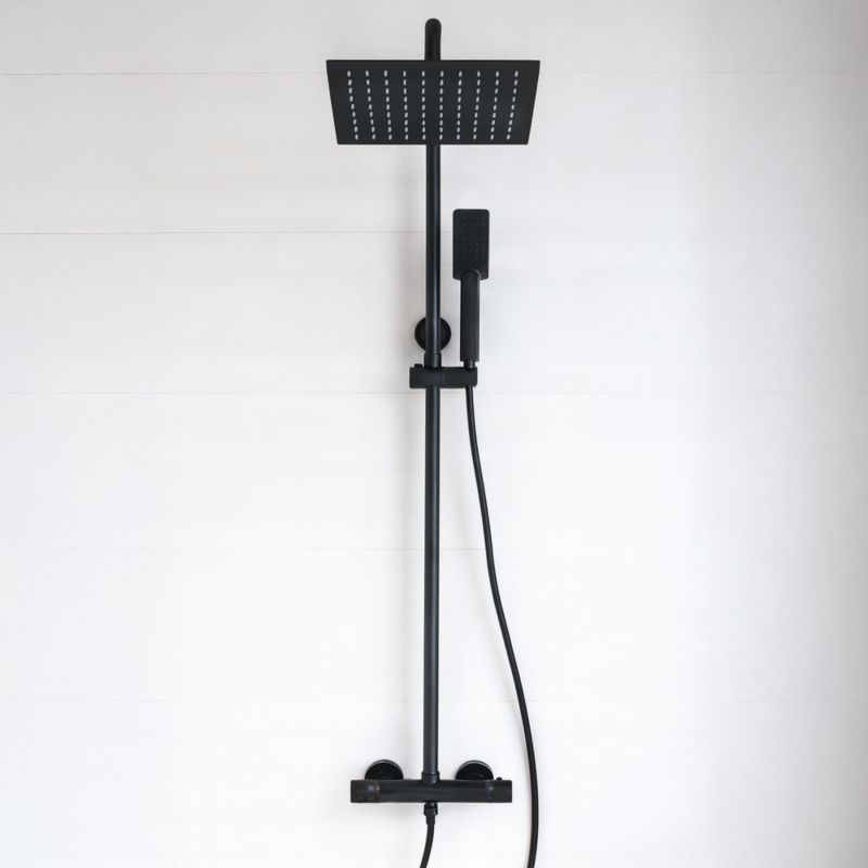 Brusesæt med Termostatarmatur ABO Black 114,5 cm Sort
