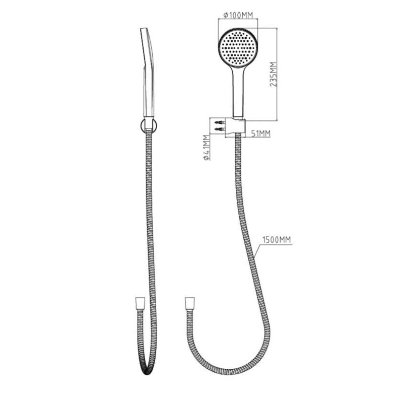 Brusesæt Maza Sort 100 mm 1,5 m Slange ABS