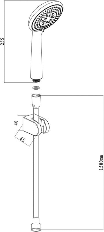 Punktsæt til bruser Cavally Krom 110 mm 1,5 m Slange