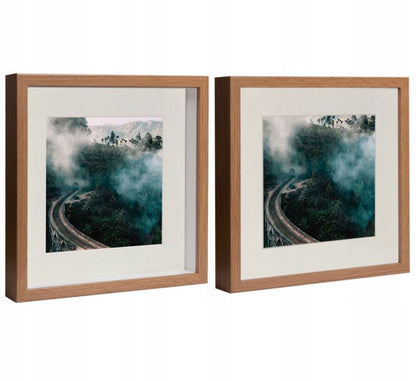 Sæt med 3 BD art 3D Box rammer i dyb eg 28x28 cm naturlig