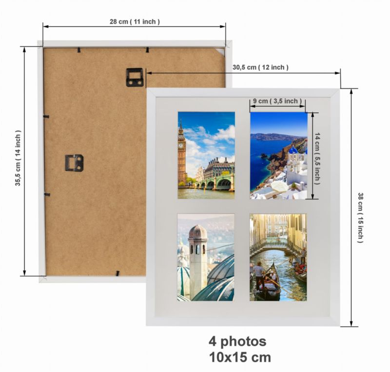 BD art Basic sæt med 2 hvide rammer 28x35 cm til 4 billeder 10x15 cm