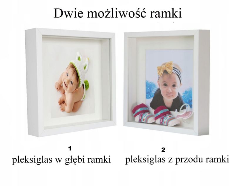 Sæt med 3 dybe 3D-fotorammer BD art 28x28 cm hvid