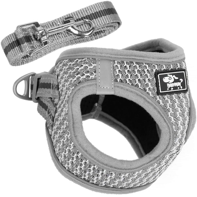 Springos trykfri sele og snor sæt 150 cm til hund og kat M 9-13 kg grå 1 stk.