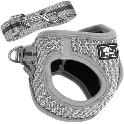 Springos trykfri sele og snor sæt 150 cm til hund og kat M 9-13 kg grå 1 stk.