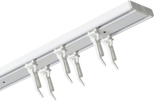Slim aluminiums skinne sæt 150 cm med hvide clips