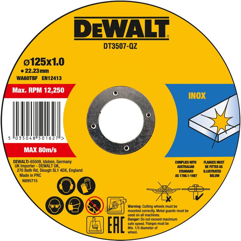 DeWalt inox-skæreskivesæt 125 x 1 mm, 10 stk.