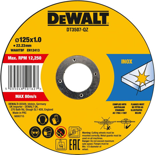 DeWalt inox-skæreskivesæt 125 x 1 mm, 10 stk.