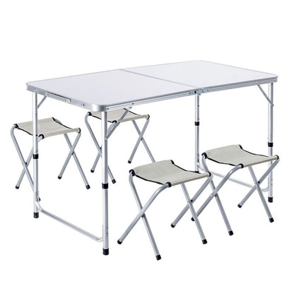 KADAX Turistisk Sæt Sammenklappeligt Bord 120 cm + 4 Stole 5-i-1 Camping Grill