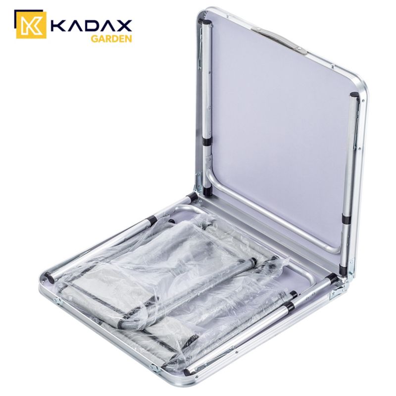 KADAX Turistisk Sæt Sammenklappeligt Bord 120 cm + 4 Stole 5-i-1 Camping Grill