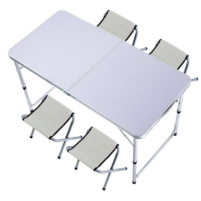 KADAX Turistisk Sæt Sammenklappeligt Bord 120 cm + 4 Stole 5-i-1 Camping Grill