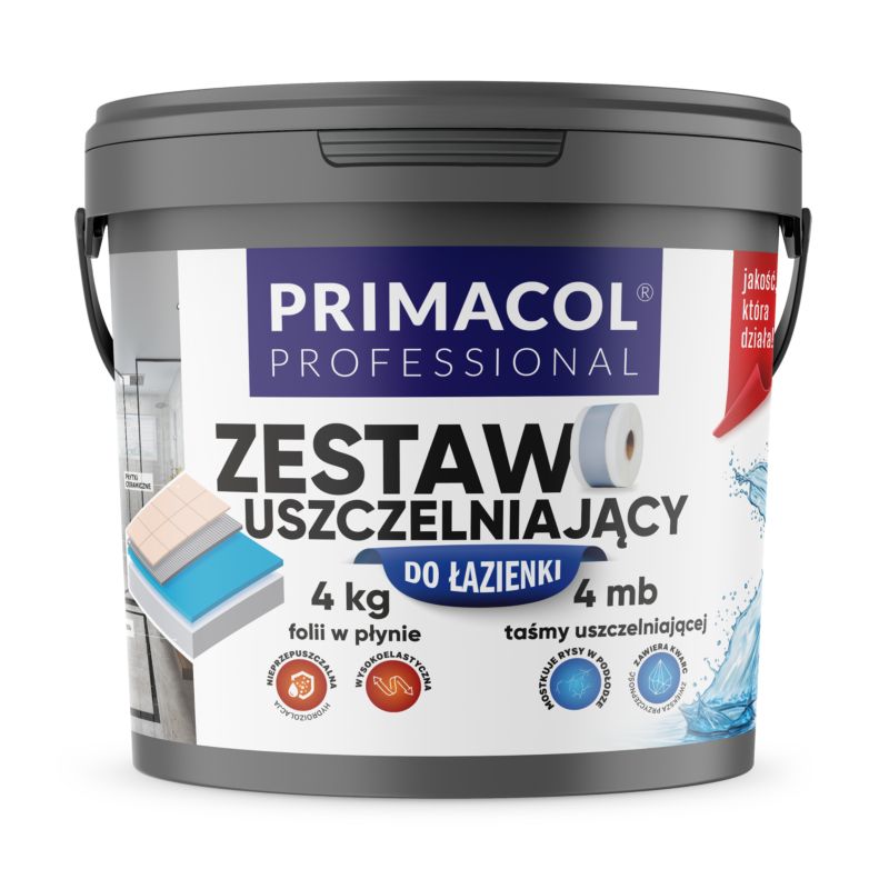 Primacol Professional tætningssæt til badeværelse 4 kg flydende folie + 4 m tape
