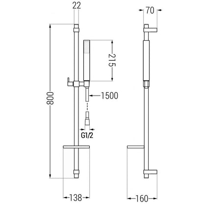 Mexen Aries DQ45 sort badekarsæt 1 sæt