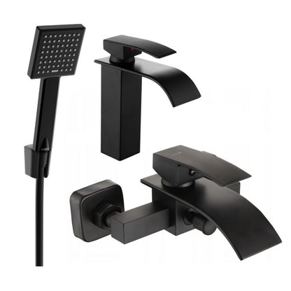 Mexen Aries R45 badekarsæt i mat-sort finish, 1 sæt