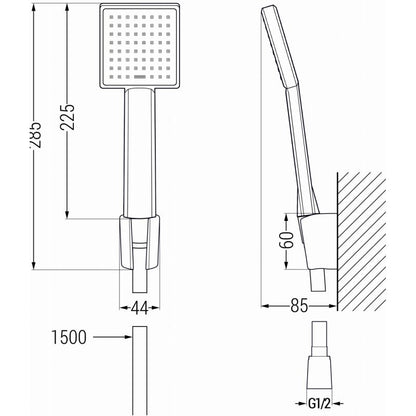 Mexen Aries R45 badekarsæt i mat-sort finish, 1 sæt