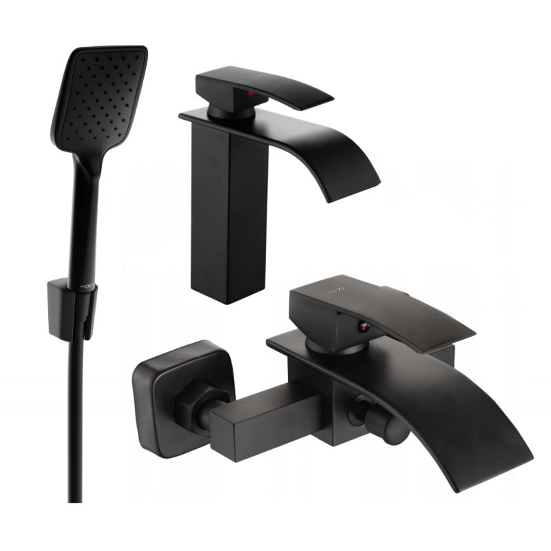 Mexen Aries R62 badekarsæt i mat-sort finish, 1 sæt