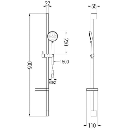 Mexen Kama DS75 sort badekarsæt 1 sæt