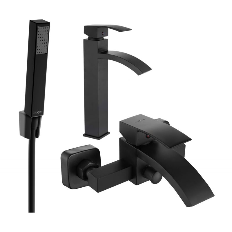 Mexen Libra R77 badekarsæt i mat-sort finish, 1 sæt