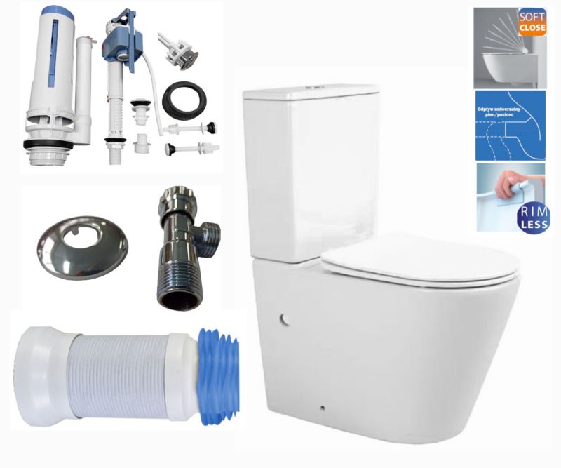 Toilet Kompakt Bellamonte Rimless 81,5x38,5x63 cm Hvid med Soft Close Sæde 5904012005129