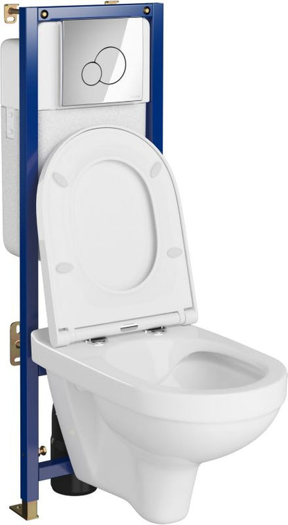 Væghængt Toiletsæt Mito Zip Uden Skyllekant med Låg Softclose og Skjult Cisternestativ 1 stk.