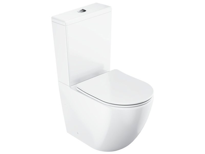 Fritstående Toilet Kompakt Keramik 38x60,5x82,5 cm Hvid RimOff SoftClose | 8592626079260