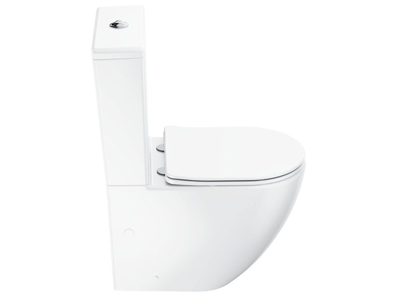 Fritstående Toilet Kompakt Keramik 38x60,5x82,5 cm Hvid RimOff SoftClose | 8592626079260