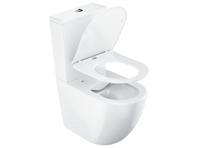 Fritstående Toilet Kompakt Keramik 38x60,5x82,5 cm Hvid RimOff SoftClose | 8592626079260