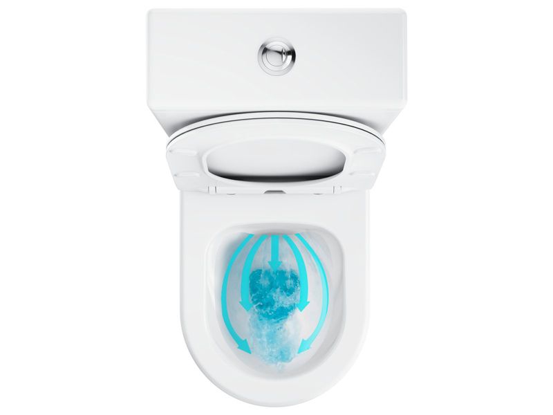Fritstående Toilet Kompakt Keramik 38x60,5x82,5 cm Hvid RimOff SoftClose | 8592626079260