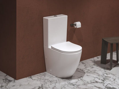 Fritstående Toilet Kompakt Keramik 38x60,5x82,5 cm Hvid RimOff SoftClose | 8592626079260