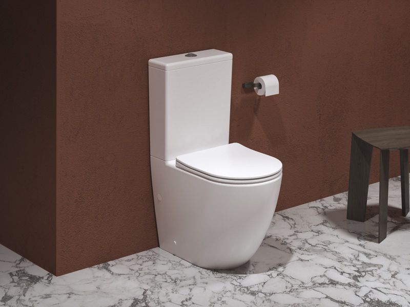 Fritstående Toilet Kompakt Keramik 38x60,5x82,5 cm Hvid RimOff SoftClose | 8592626079260