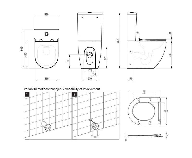 Fritstående Toilet Kompakt Keramik 38x60,5x82,5 cm Hvid RimOff SoftClose | 8592626079260