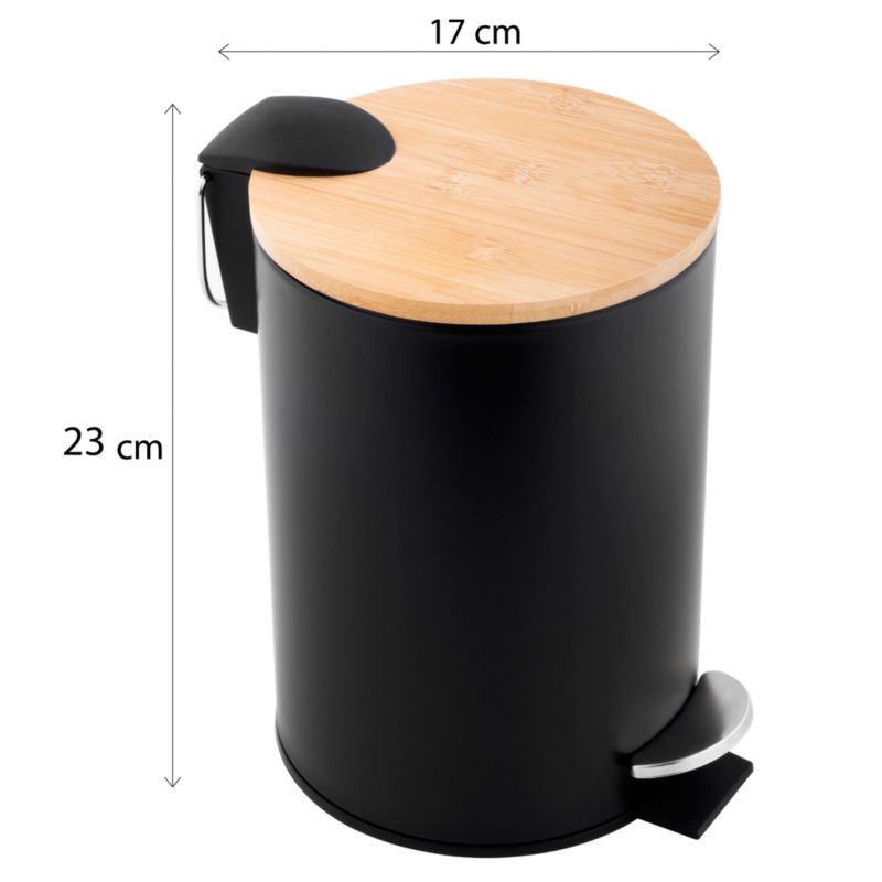 Badeværelsessæt med Toiletpapirholder og 3L Pedalspand Sort Mat