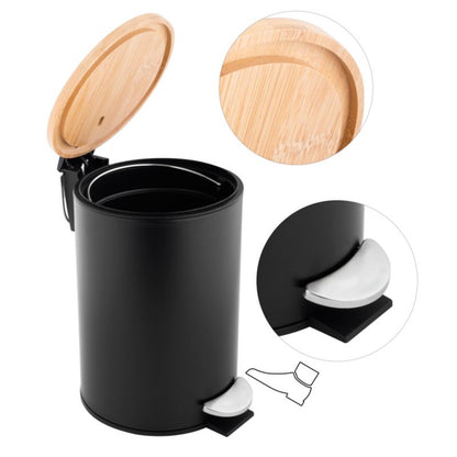 Badeværelsessæt med Toiletpapirholder og 3L Pedalspand Sort Mat