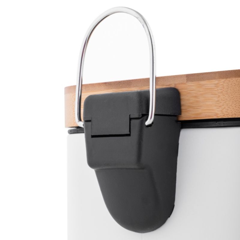 Badeværelsessæt med Pedalspand 3 L og Toiletbørsteholder Hvid/Bambus