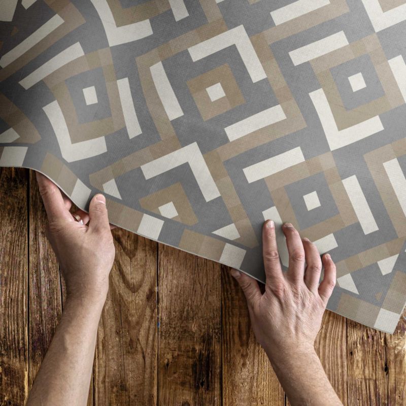 Udendørs Vinylgulvtæppe 140x210 cm Beige Geometrisk Mønster