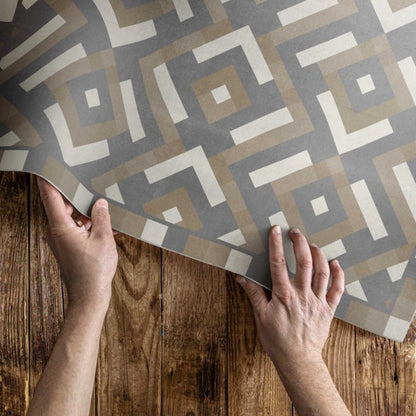 Udendørs Vinylgulvtæppe 140x210 cm Beige Geometrisk Mønster