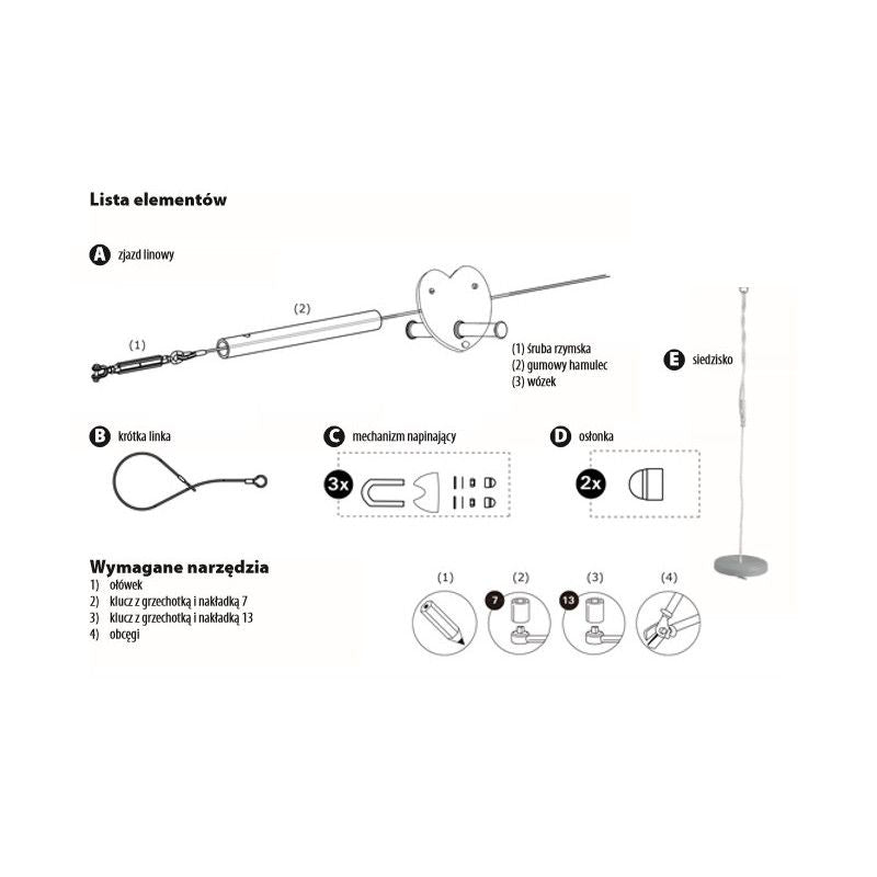 4iQ Group 25 meter rød svævebane med sæde, 1 stk.