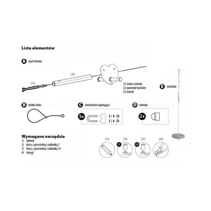 4iQ Group zipline 25 meter gul med sæde 1 stk.